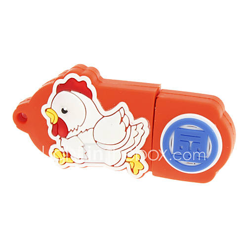 4GB Orange Striding Chicken Pattern with Terrestrial Branch USB2.0 Flash Drive