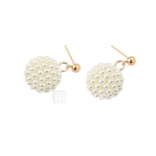 Gold Plated Alloy Pearl Bead Pattern Earrings