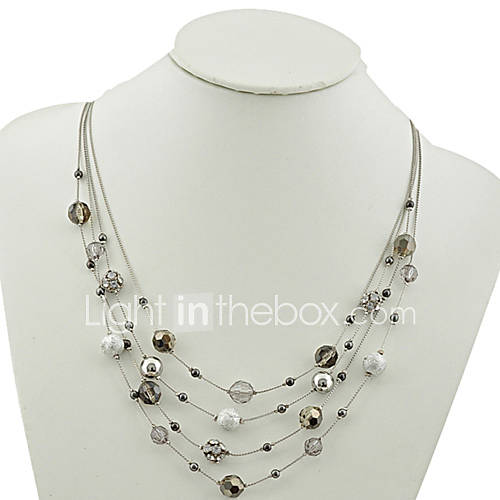 Four Layeres Beads Bib Necklace