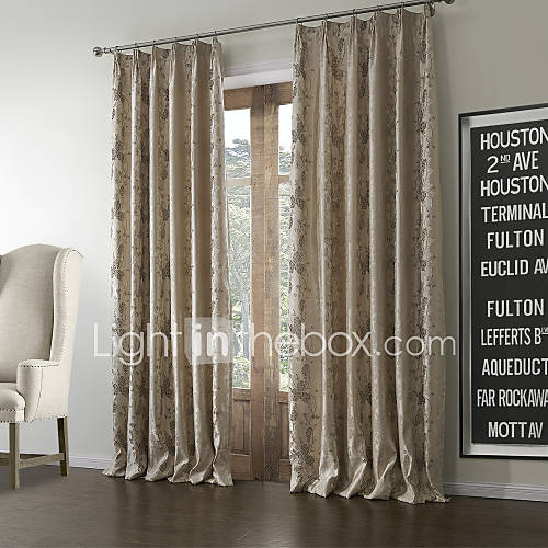 (Two Panels) Floral Country Jacquard Lined Curtain