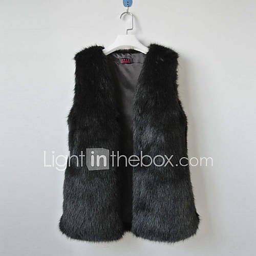 Fashionable Collarless Faux Fur Casual/Party Vest(More Colors)