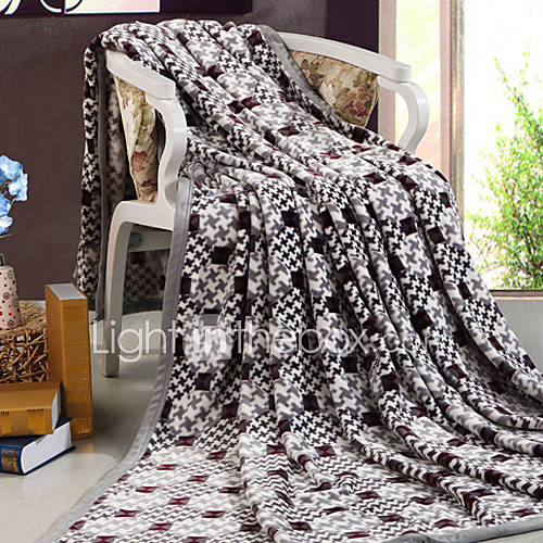 Polyester Fiber Checked Thick Coral Fleece Blanket