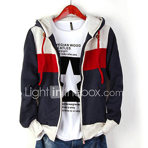 Mens Contrast Color fleece Hoodie Jakcet