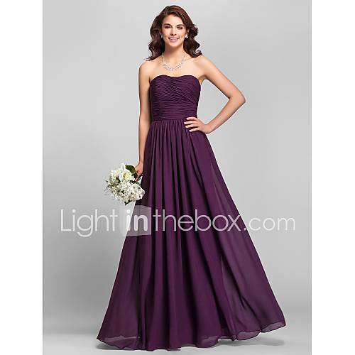 Sheath/Column Strapless Floor length Chiffon Bridesmaid Dress