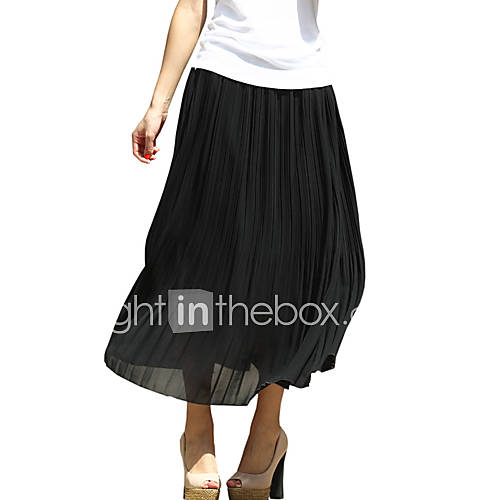 Womens Chiffon Pleated Maxi Skirt