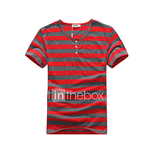 Mens Round Collar Stripes T Shirt(3)