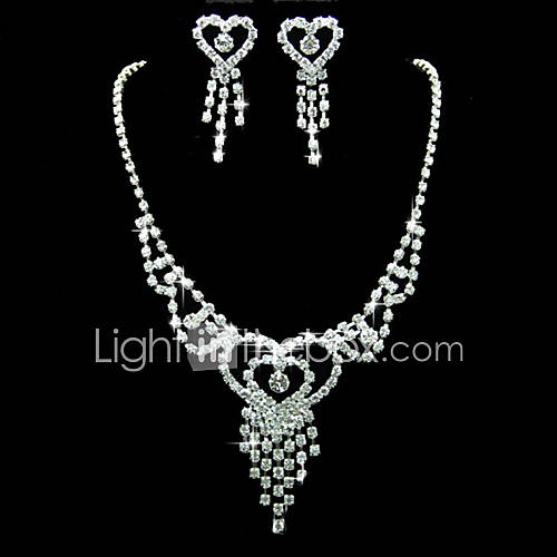 Rhinestone Amazing Earrings And Necklace Set in Silver Alloy