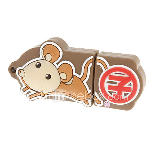 4GB Brown Cartoon Mouse Pattern with Terrestrial Branch USB2.0 Flash Drive