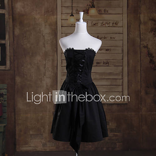 Sleeveless Short Black Cotton Gothic Princess Lolita Dress