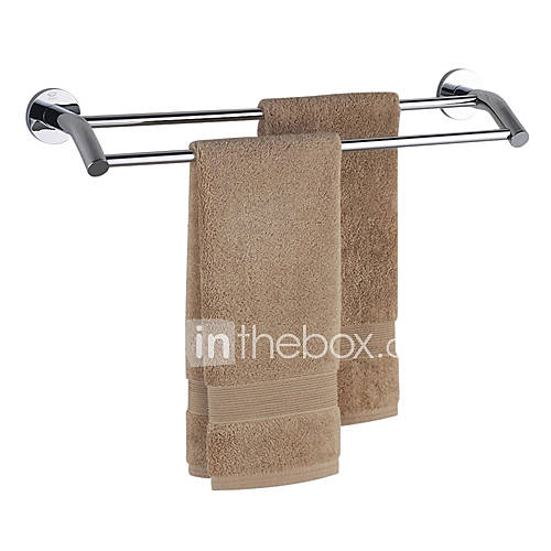 Chrome Finish Bathroom Brass Double Bar Towel Rack