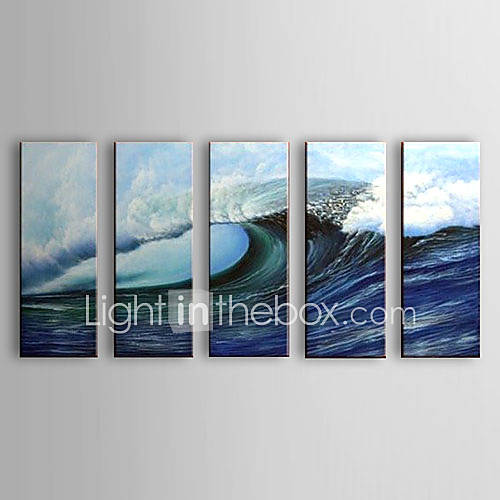 Hand Painted Oil Painting Landscape Sea with Stretched Frame Set of 5 1306 LS0325