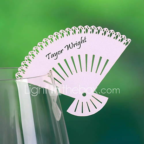 Fan Shaped Place Card For Wine Glass Card (Set of 12)