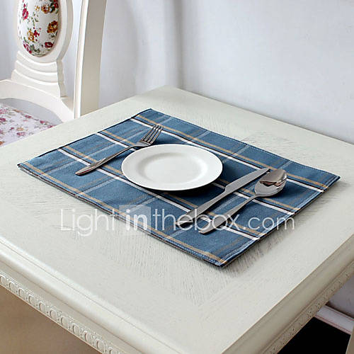 Set of 4 Check Design Linen Placemat