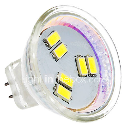 MR11 2W 6x5630SMD 150 180LM 6000 6500K Natural White Light LED Spot Bulb (AC 12V)