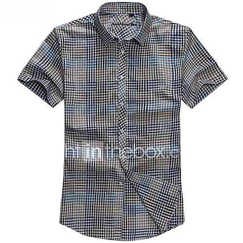 Mens Casual Check Short Sleeve Shirt