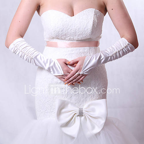 Satin Fingerless Elbow Length Wedding/Evening Gloves