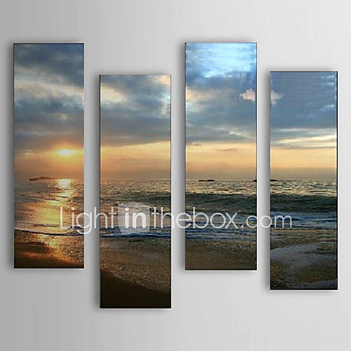 Hand Painted Oil Painting Landscape Sea and Beach Set of 4 with Stretched Frame 1307 LS0106