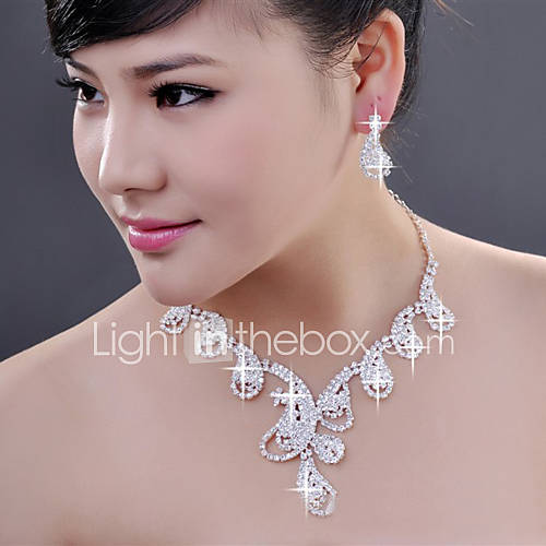 Alloy with Elegant Crystal Jewelry Sets including Earrings,Necklace