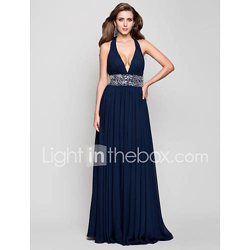 Sheath/Column V neck Floor length Chiffon Evening/Prom Dress