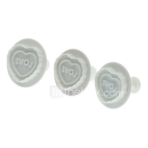 Love Heart Shaped Cookie Cutter with Plunger (3pcs)