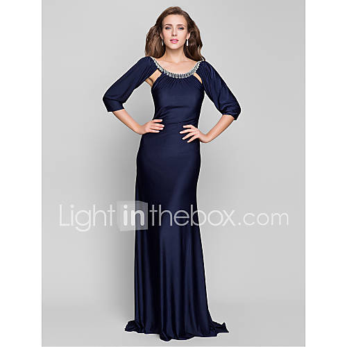 Trumpet/Mermaid Scoop Sweep/Brush Train Jersey Evening Dress