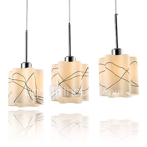 Brief Fashion 3 Light Pendant Patterned with Black Lines