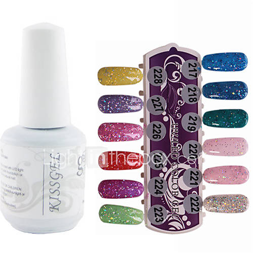 1PCS Sequins UV Color Gel Nail Polish No.217 228 Soak off(15ml,Assorted Colors)