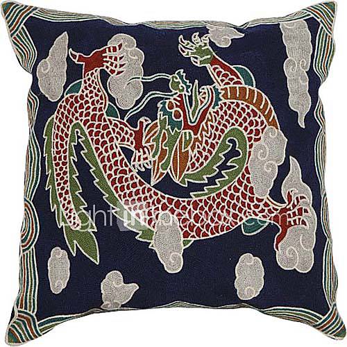 18 Square Chinese Style Embroidery Polyester Decorative Pillow Cover