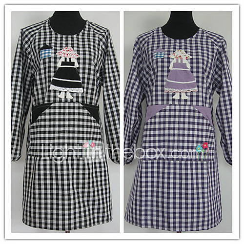 Rustic Girl Pattern Cotton Kitchen Apron with Sleeves