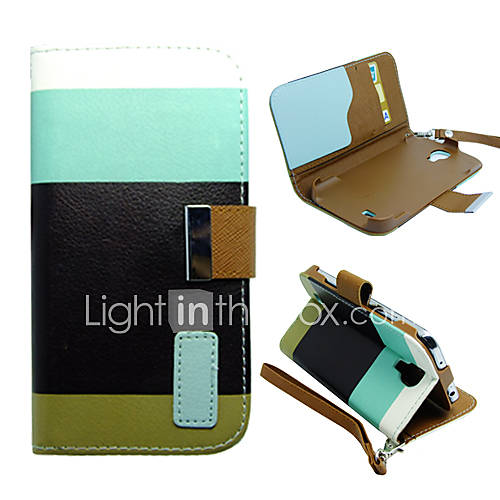 Four Color Design Pu Leather Full Body Case with Stand and Card for Samsung Galaxy S4 I9500