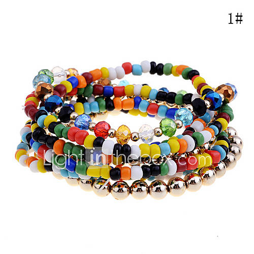 Lureme Bohemian Style Bead Bracelet Set(Assorted Colors)