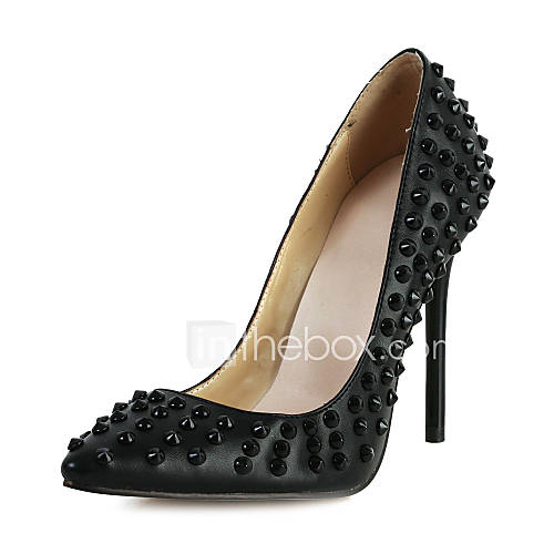 Great Leather Stiletto Heel Pumps with Rivet Party/Evening Shoes