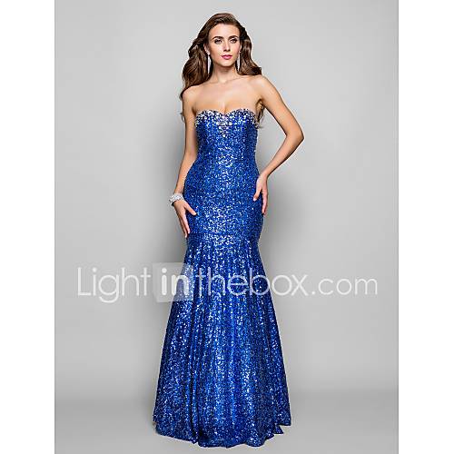 Trumpet/Mermaid Sweetheart Floor length Sequined and Crystal Evening/Prom Dress