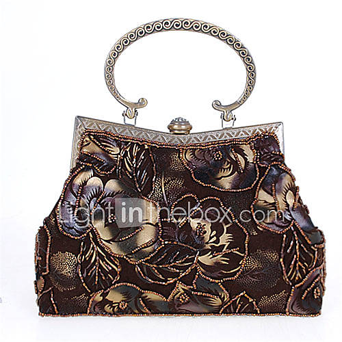 Vintage Pearl Embroidery Floral Evening bag(Lining Color On Random)