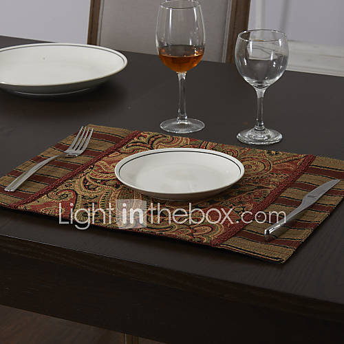 Set Of 4 Vintage Style Reversible Patterned Placemats