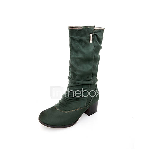Amazing Suede Chunky Heel Ruched Mid calf Boots Casual/Party Shoes(More Colors)