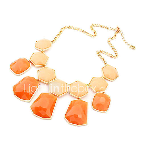 Gold Plated Alloy Gem Pattern Necklace(Assorted Colors)
