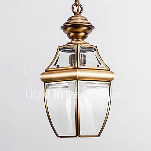 European Style Retro 1 Light Pendant with Transparent Glass Shade