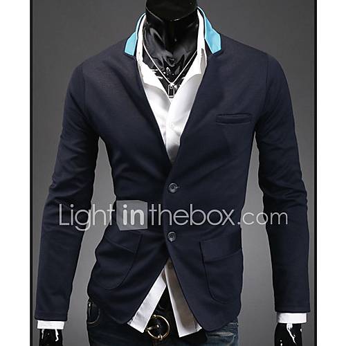 MenS Pu Stand Collar Knit Suit