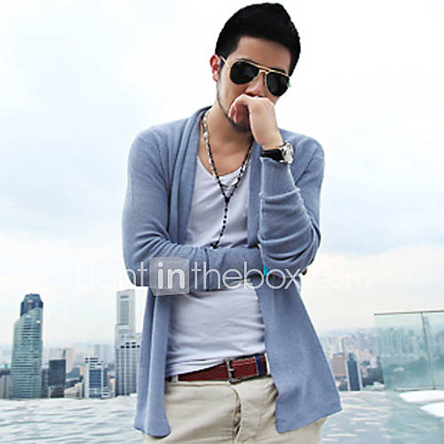 Mens Casual Knitted Solid Color Coat