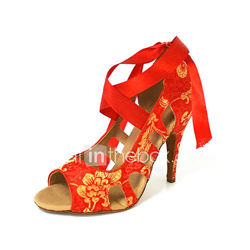 Customized Womens Silk Upper Dance Shoes With Lace up