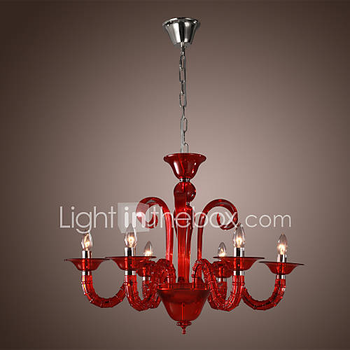 Modern Acrylic Chandeliers with 6 Lights Candle Featured Red