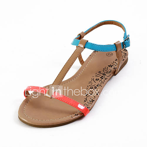 Specific Leatherette Flat Heel Sandals with Buckle PartyCasual Shoes