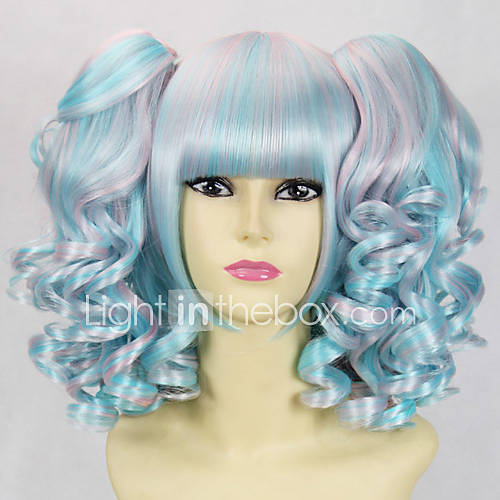 Sky Blue and Pink Curly Pigtails 45cm Sweet Lolita Wig