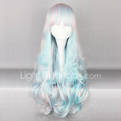 Curly Pink and Blue Mixed 70cm Sweet Lolita Wig