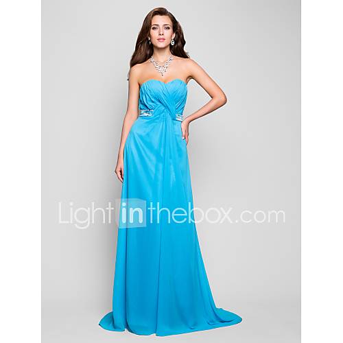 A line Princess Sweetheart Strapless Floor length Chiffon Evening/Prom Dress