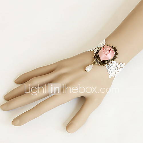 Charming Alloy/Lace With Satin Flower/Pearl Ladies Bracelet