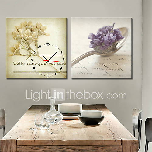 Modern Style Spoon Wall Clock in Canvas 2pcs