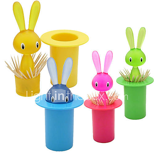 Cartoon Mr. Rabbit Automatic Toothpick Holder (Random Color)