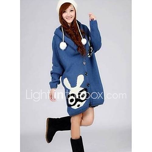 Womens Casual Rabbit Print Sweaters